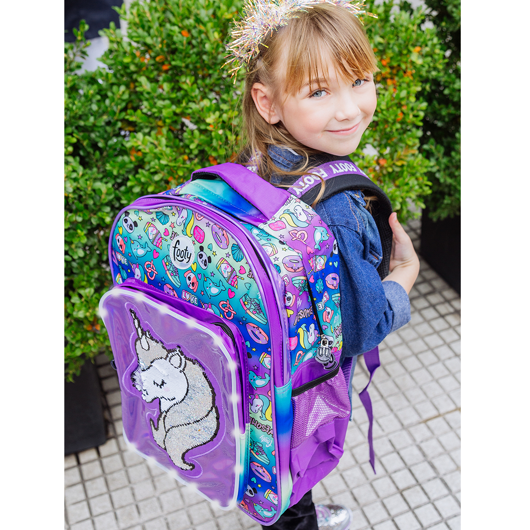 capacidad Pekkadillo cinta Mochila Unicornio lila - Tienda Footy - Compra Online tus mochilas con  luces y lentejuelas